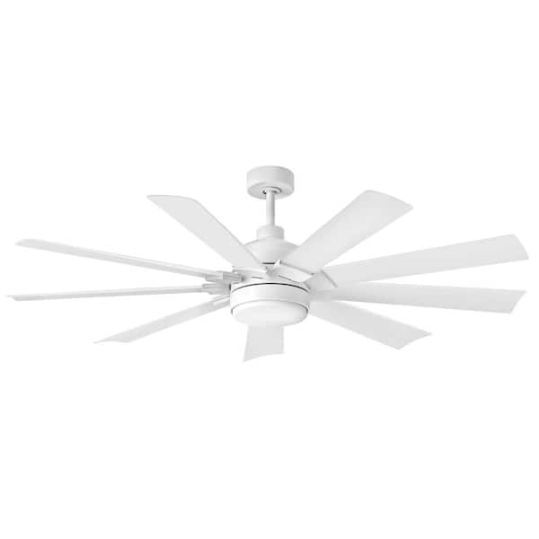HINKLEY Turbine 60.0 in. Indoor/Outdoor Integrated LED Chalk White Ceiling Fan with Remote Control