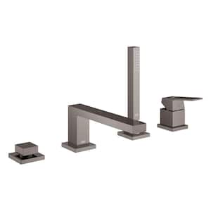Eurocube Single-Handle Deck Mount Roman Tub Faucet with Hand Shower in Hard Graphite