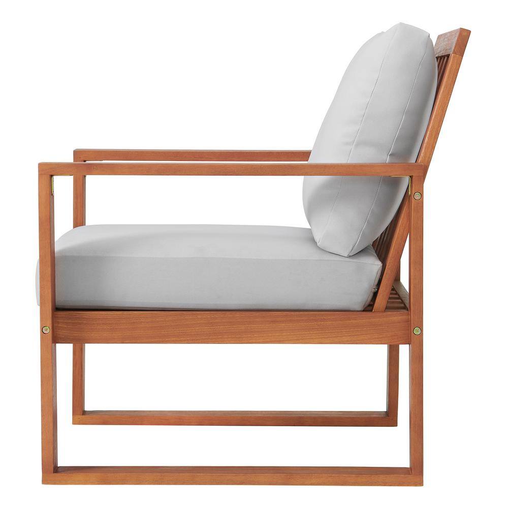 Weston 5-Piece Eucalyptus Wood Outdoor Set with Gray Cushions