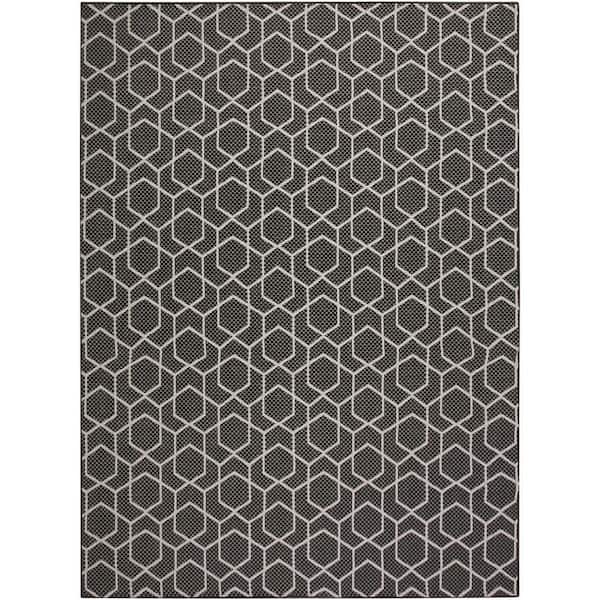 Nourison Horizon Indoor/Outdoor Black 8 ft. x 10 ft. All-over design Contemporary Area Rug