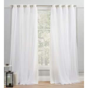 Catarina Vanilla Solid Lined Room Darkening Grommet Top Curtain, 52 in. W x 84 in. L (Set of 2)