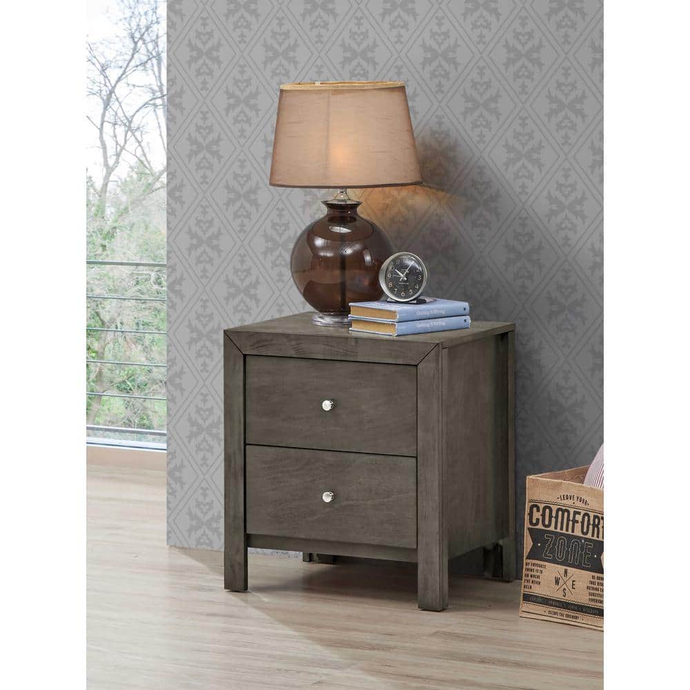 Burlington 2-Drawer Gray Nightstand (25 in. H x 22 in. W x 17 in. D)