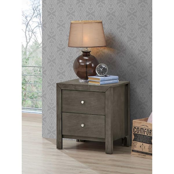 Burlington 2-Drawer Gray Nightstand (25 in. H x 22 in. W x 17 in. D)