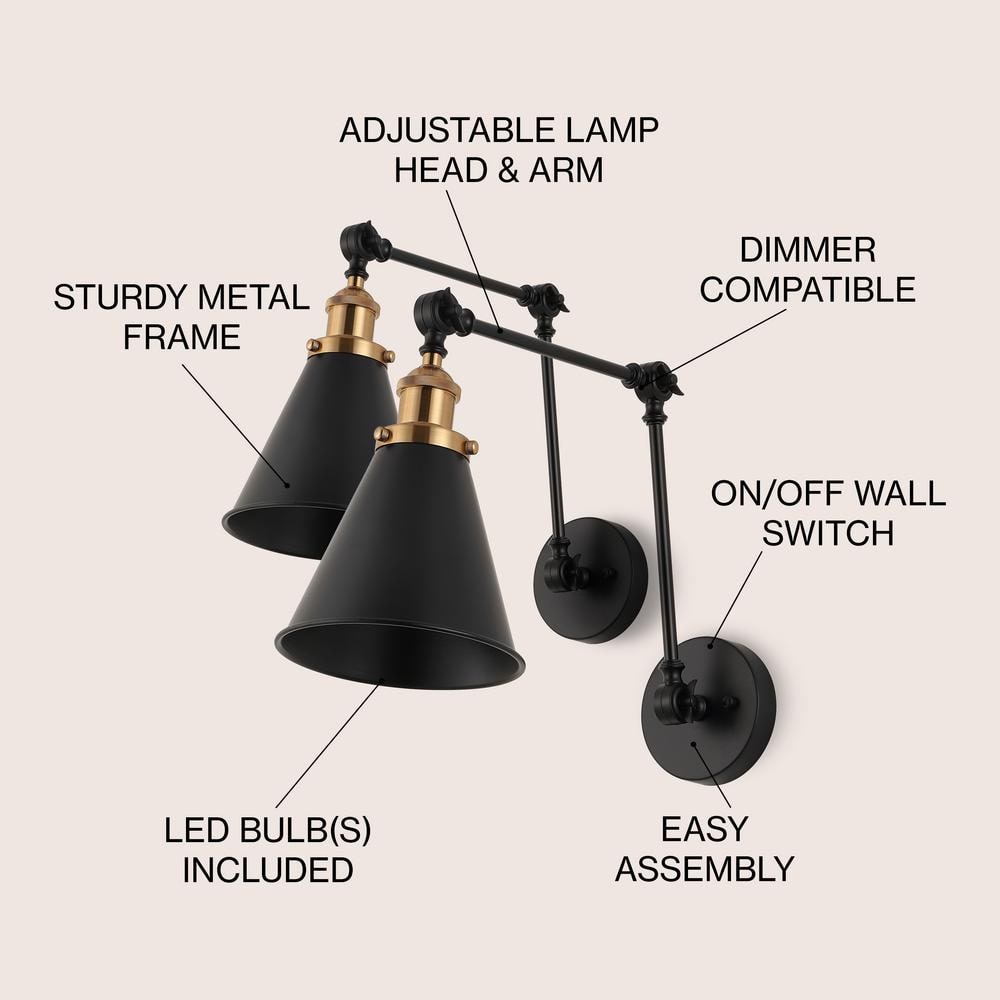 Rover 30.5'' Adjustable Arm Metal LED Wall Sconce, Black Satin Finish
