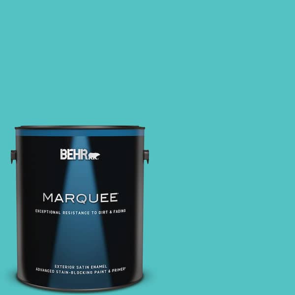BEHR MARQUEE 1 gal. #500B-4 Gem Turquoise Satin Enamel Exterior Paint & Primer