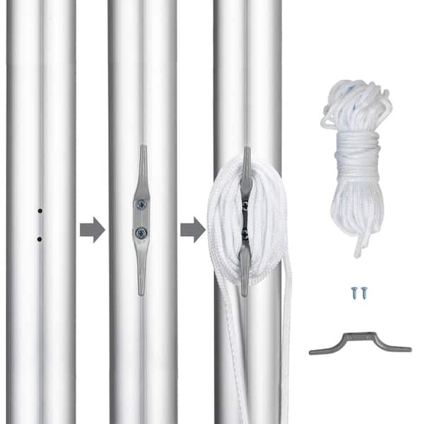 Winado 20 ft. Aluminum Adjustable Flagpole with 2-Pieces U.S.