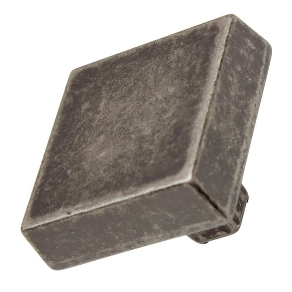 1-1/8 in. Weathered Nickel Modern Square Cabinet Knob (10-Pack)