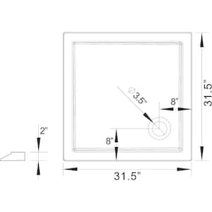 32 in. L x 32 in. W Corner Shower Pan Base with Corner Drain in White