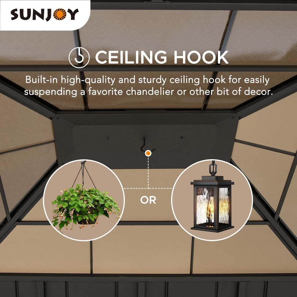 Sunjoy 13 x 15 ft Cedar Wood Gazebo with Dark Brown Steel Roof