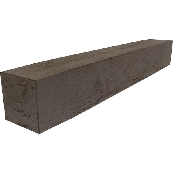 Ekena Millwork 4 in. x 4 in. x 7 ft. Rough Sawn Faux Wood Beam Fireplace Mantel Natural Honey Dew