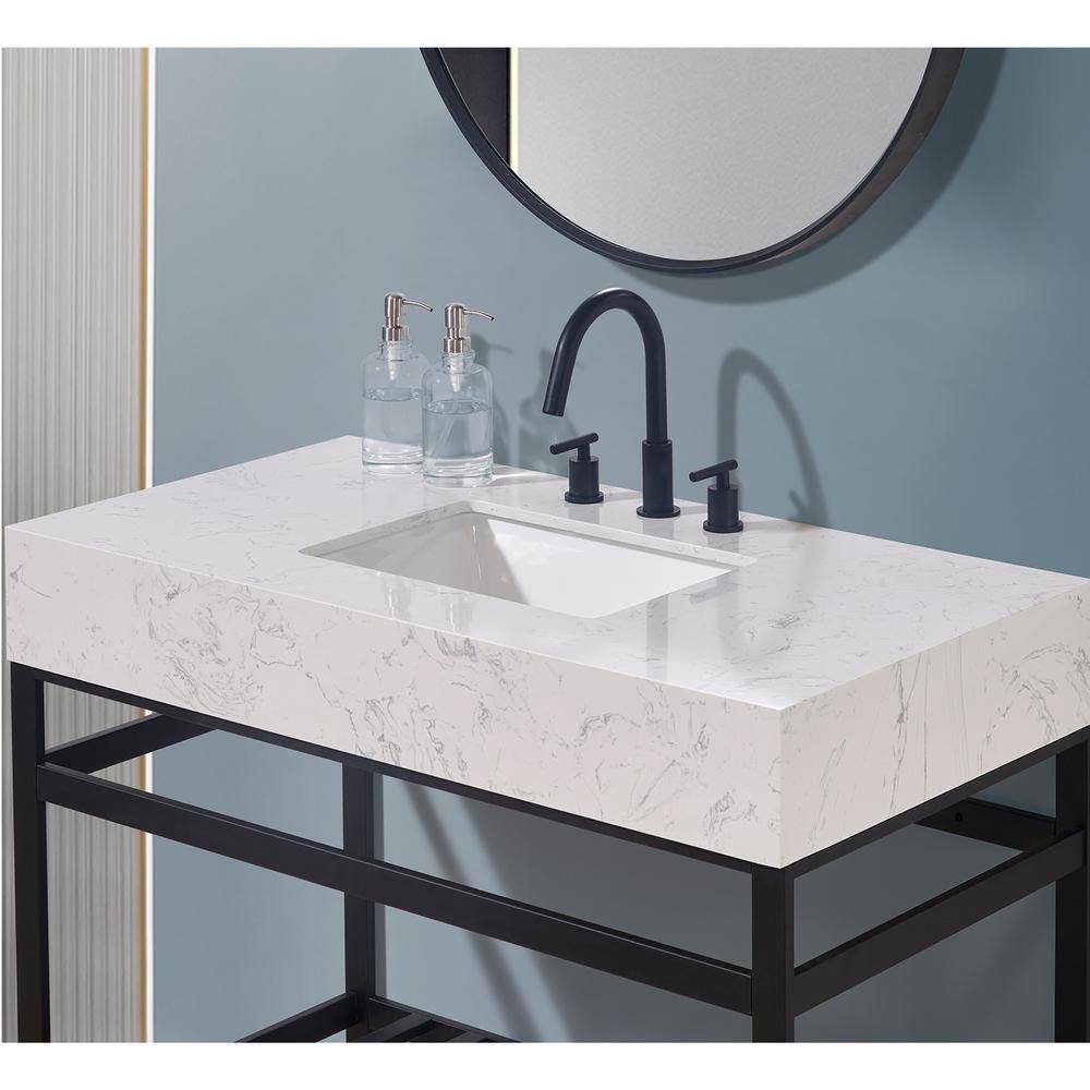 42" Aosta White Composite Stone Vanity Top with Sink