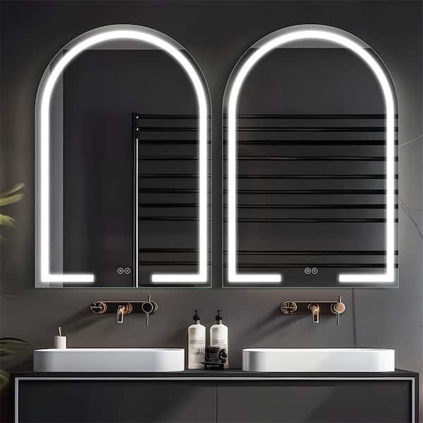 Dovelina 26 in. W x 38 in. H Arched Frameless Mirror Wall Mirror Bathroom Vanity Mirror