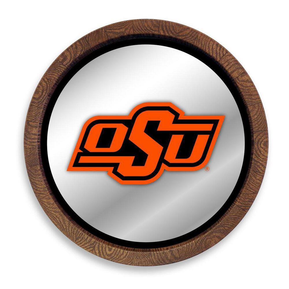 20 in. Oklahoma State Cowboys "Faux" Barrel Top Mirrored Decorative Sign