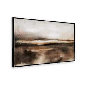 Black, Brown, Orange and White Wooden Framed Hand Painted Abstract Landscape Wall Art