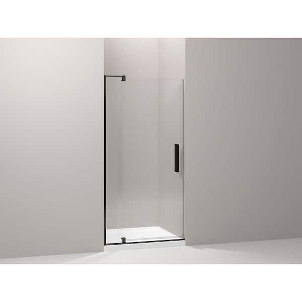 Revel 31-36 in. W x 70 in. H Frameless Pivot Shower Door in Anodized Dark Bronze with 1/4 in. Thick Clear Glass