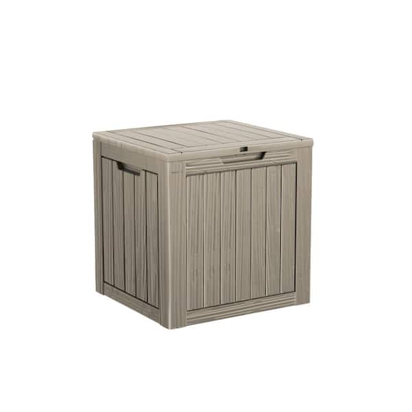 Yardgrace 30 Gal. Light Brown Outdoor Resin Waterproof Deck Box with Lockable Lid