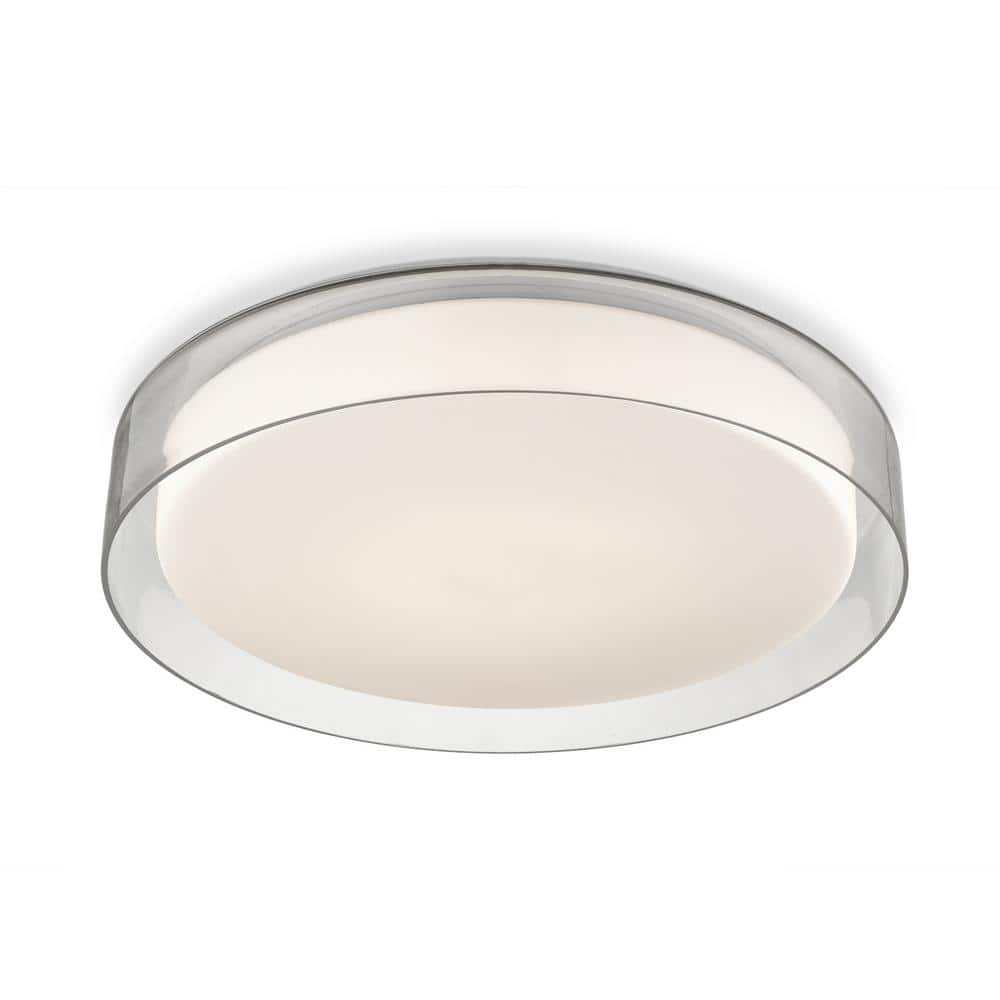 KUZCO Aston 18 in. 1 Light 30-Watt Clear Integrated LED Flush Mount ...