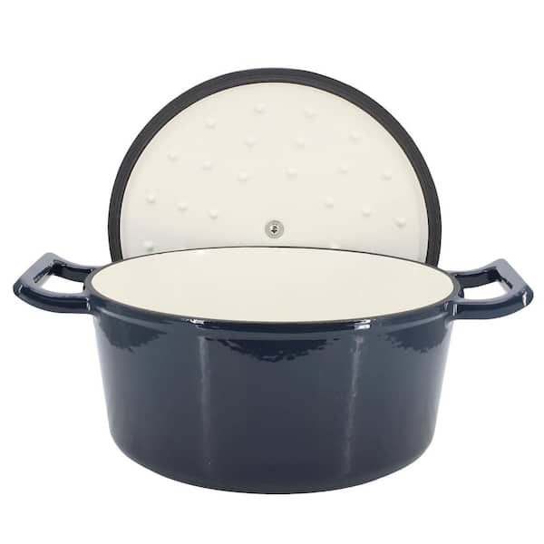 Megachef 5.3 Quarts Round Enameled Cast Iron Casserole with Self Basting Lid in Gradient Dark Blue