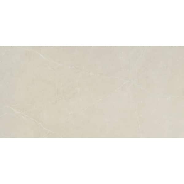 EMSER TILE Sterlina Ivory 23.62 in. x 47.24 in. Polished Marble Look Porcelain Floor and Wall Tile (15.5 sq. ft./Case)