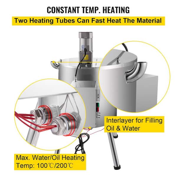 30 L/7.9 Gal. Heating Mixing Filling Machine, 35 W Lipstick Filler with Stirrer, Stainless Steel