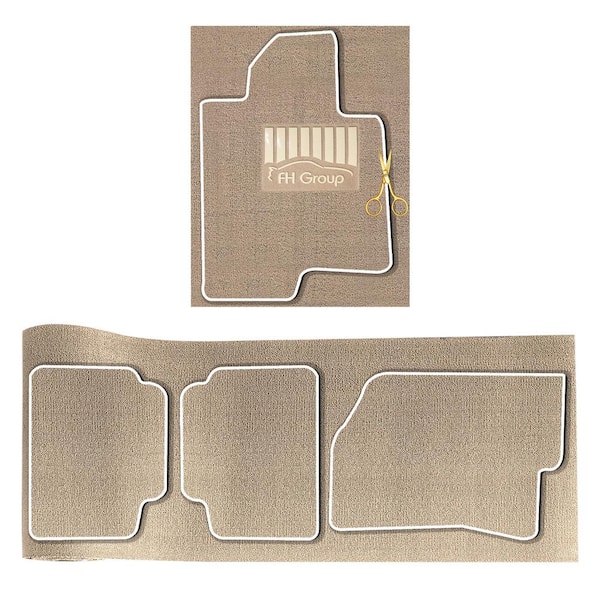 FH Group DIY Ultra Waterproof Trimmable Non-Slip Vinyl Floor Mats Solid Beige