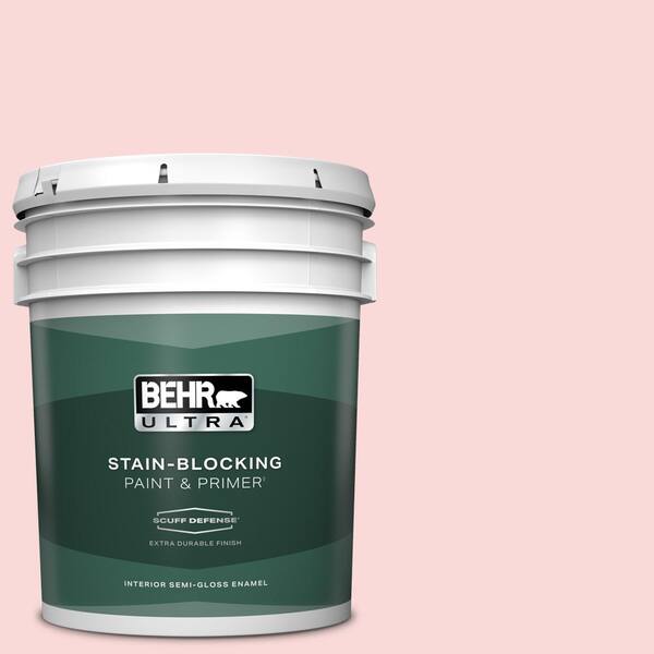 BEHR ULTRA 5 gal. #140A-2 Coy Pink Extra Durable Semi-Gloss Enamel Interior Paint & Primer