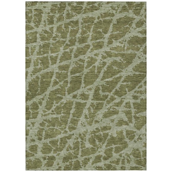 Green 10 ft. x 14 ft. Abstract Indoor /Outdoor Area Rug