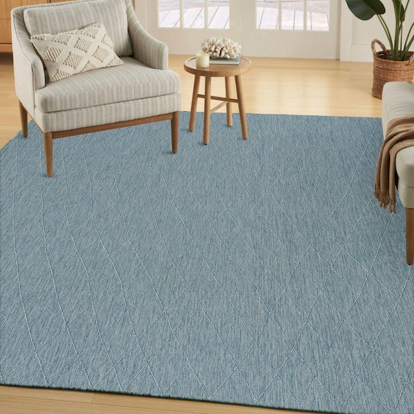 Practical Solutions Aqua 8 ft. x 10 ft. Diamond Contemporary Area Rug