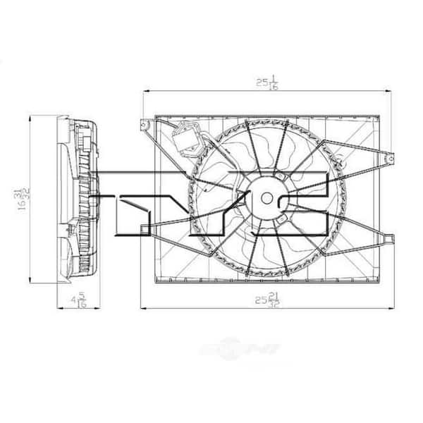 TYC Dual Radiator and Condenser Fan Assembly 2010-2011 Kia Soul 2.0L