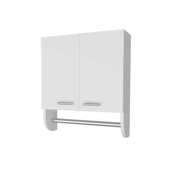 17.4 in. W x 20.3 in. H Rectangular White Particle Board Surface Mount Medicine Cabinet without Mirror With a Towel Bar