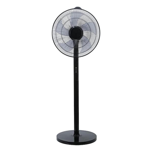 EPOWP Oscillating 14.5 in. 12-Fan Speeds Standing Pedistal Fan in Black with High Velocity, Timer, Adjustable Height