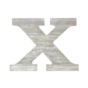 Rustic Large 16 in. Tall White Wash Decorative Monogram Wood Letter (X)