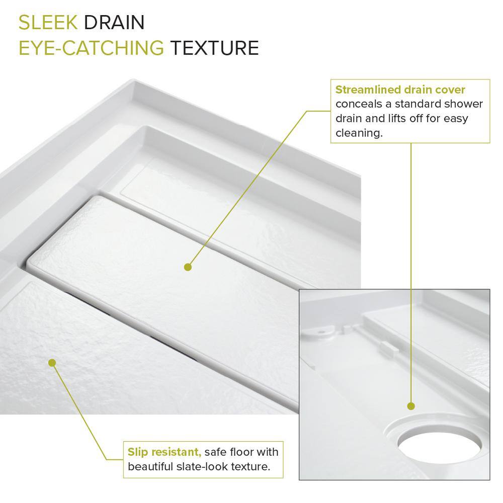 White 60'' x 30'' Rectangular Shower Base with Right Drain