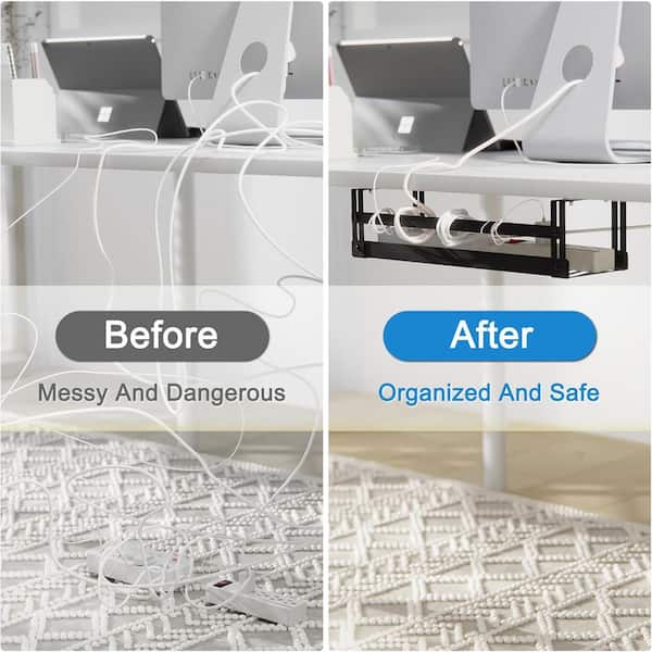 COYETH Under Desk Cable Management Tray, No Assembly No Drill Desk Cable Organizer Kit, Wire