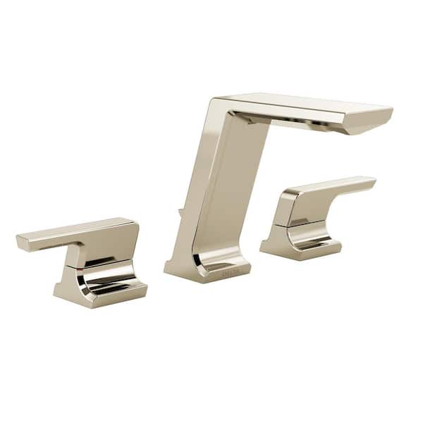Delta Pivotal 8 in. Widespread Double-Handle Bathroom Faucet in Lumicoat Polished Nickel