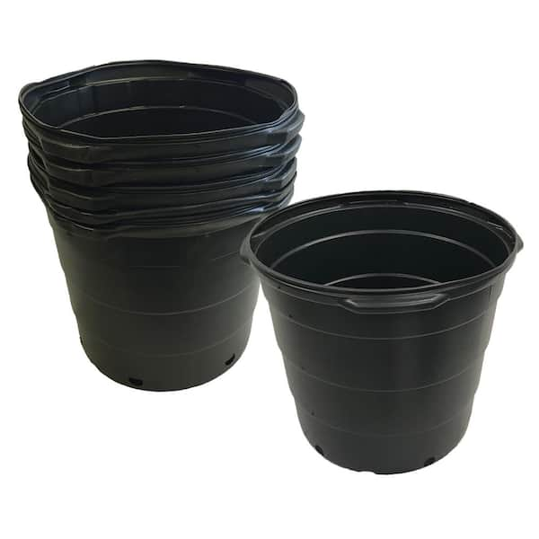 20 Gal. 80 qts. Black Round Plastic Nursery Garden Pots 77.22 l/3.17 cu. Ft. (5-Pack)