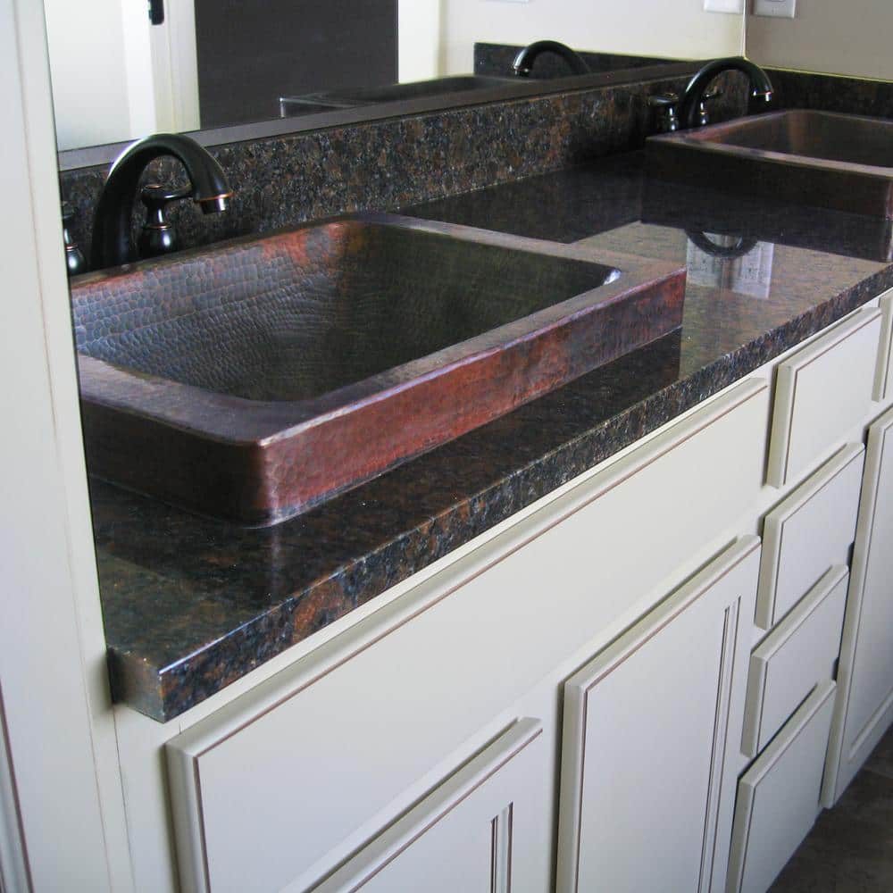 Antique Hand-Hammered Copper Rectangular Bathroom Sink