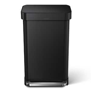 45 L Rectangular Step Kitchen Trash Can with Liner Pocket - Matte Black