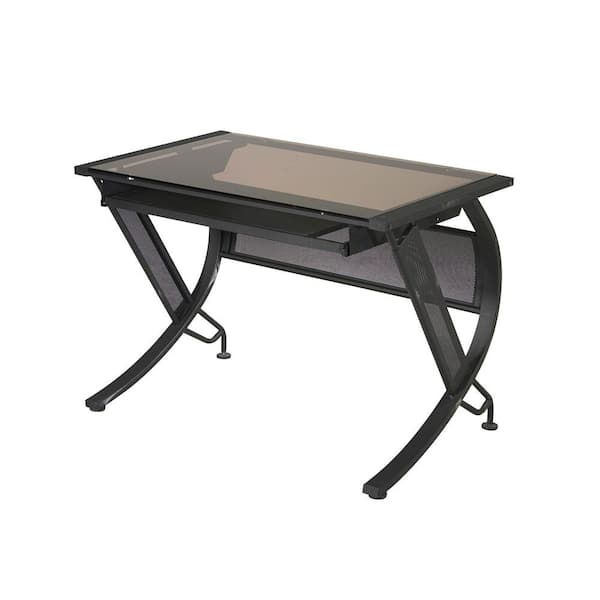 OSP Home Furnishings 42 in. Rectangular Black/Bronze Computer Desk with Keyboard Tray