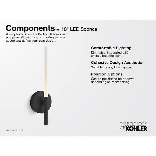 KOHLER Components 1-Light Brushed Moderne Brass LED Wall Sconce
