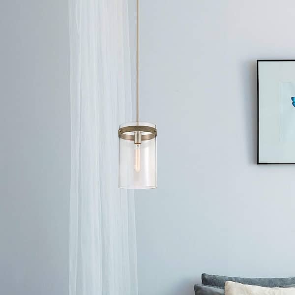 Reflecta 60-Watt 1-Light Brushed Nickel Minimalist Pendant Light with Clear Glass Shade and No Bulbs Included