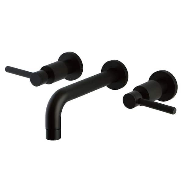 Kingston Brass Contemporary 2-Handle Wall Mount Bathroom Faucet with Lever Handles in Oil Rubbed Bronze