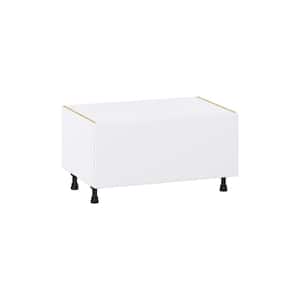 Fairhope Bright White Slab Assembled Base Window Seat Kitchen Cabinet (36 in. W x 19.5 in H x 24 in. D)