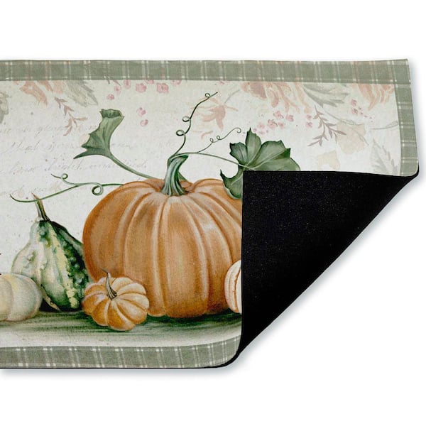 Harvest Gourds Motif Orange 18 in. x 30 in. Polyester Non-Slip Outdoor Door Mat