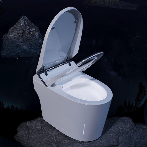 Tankless Elongated ADA Bidet Toilet 1.28 GPF in White with Auto Open/Close, Auto Flush, Foam Shield and Heated Seat