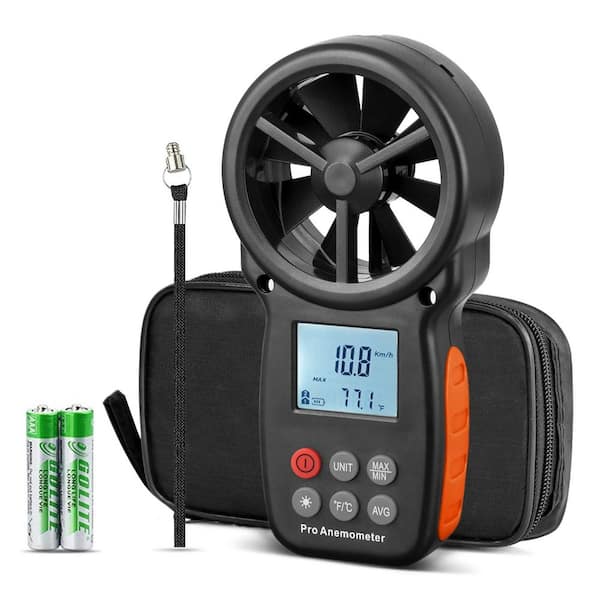 Digital Anemometer with Wind Temperature and Chill, HVAC Wind Speed CFM Meter for Shooting Drone, Backlit LCD Display