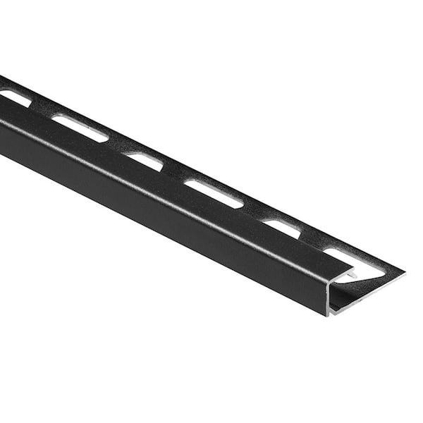 Schluter Quadec Matte Black Textured Color-Coated Aluminum 5/16 in. x 8 ft. 2-1/2 in. Metal Square Edge Tile Edging Trim