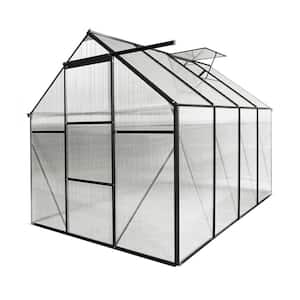 75 in. W x 99 in. D x 77 in. H Outdoor Backyard Black Aluminum Frame Walk-In Polycarbonate Greenhouse