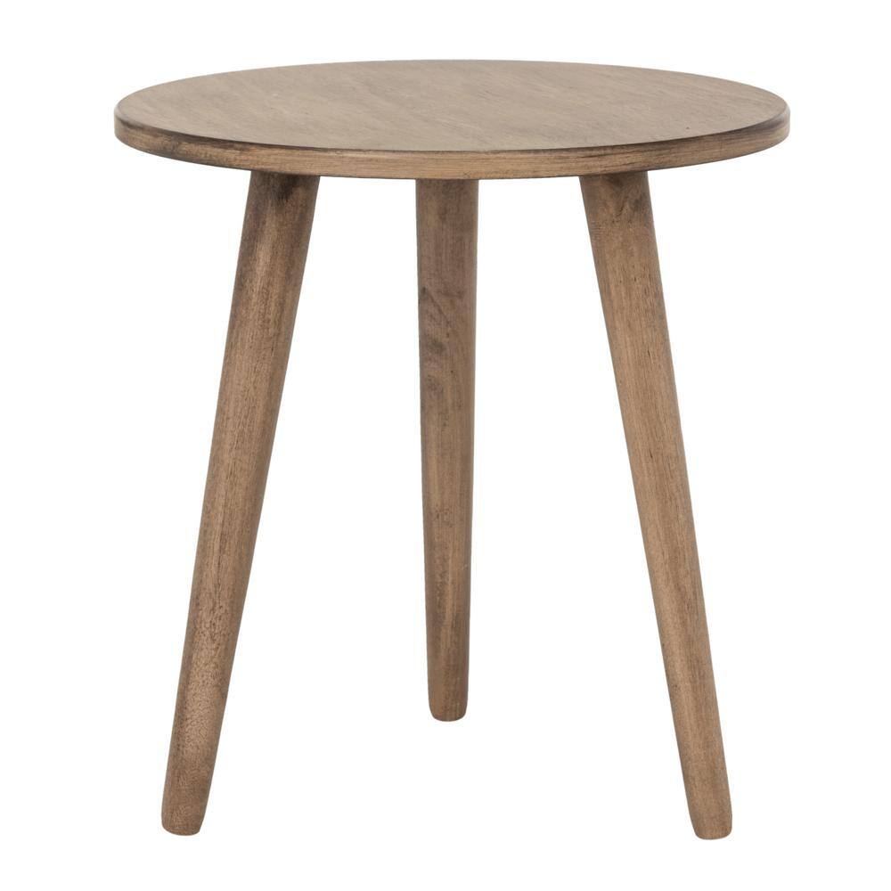 Hygge-Inspired Desert Brown Round Pine Accent Table