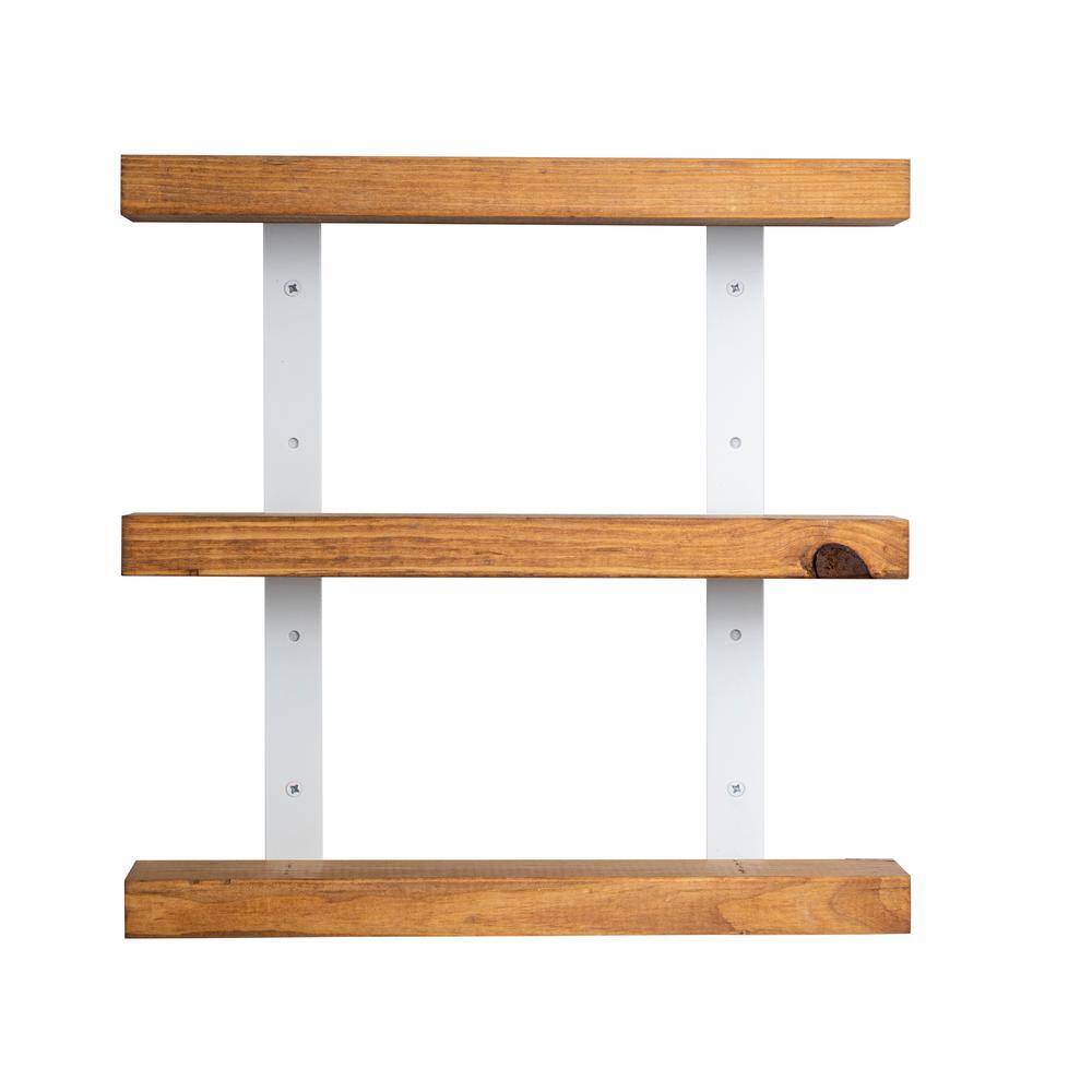 Del Hutson Designs 20 in. Walnut Grace Chic 3Tier Floating Shelf DHD3921wln The Home Depot